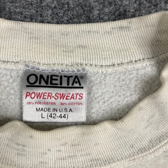 Vintage Oneita Sweatshirt Mens Large White Champps Sports Cafe Minneapolis USA - Picture 3 of 9